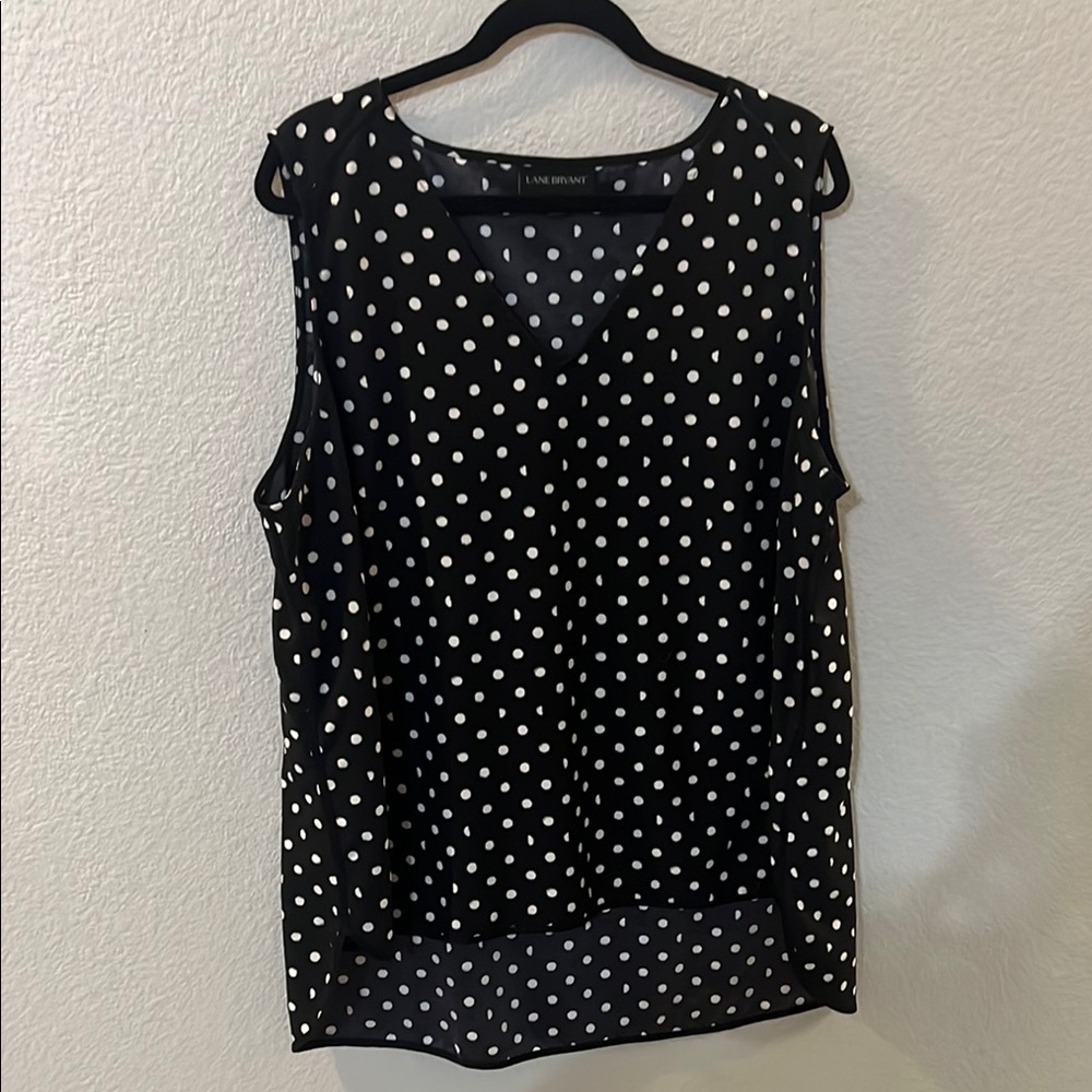 Lane Bryant Black Polka Dot Women's Top size 20